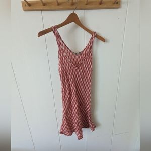 Flax check linen tank for layering checkerboard sleeveless